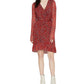 Sanctuary Womens Animal Print Ruffled Wrap Dress Red S