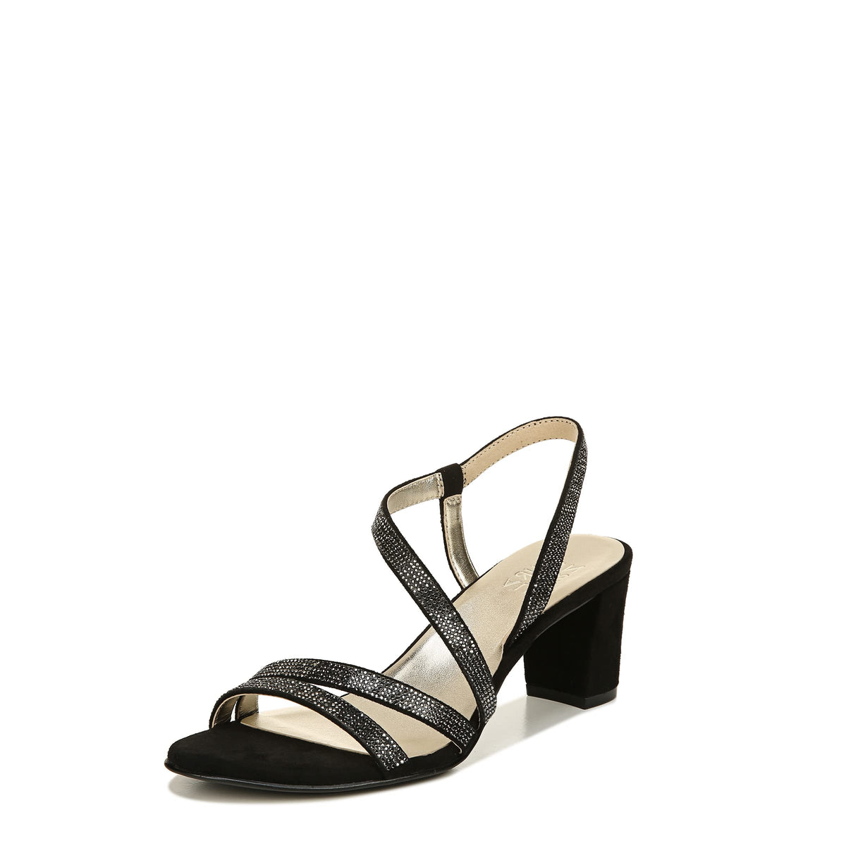 Naturalizer Womens Vanessa2 Rhinestone Embellished Strappy Heeled Sandal Black 8.5 M