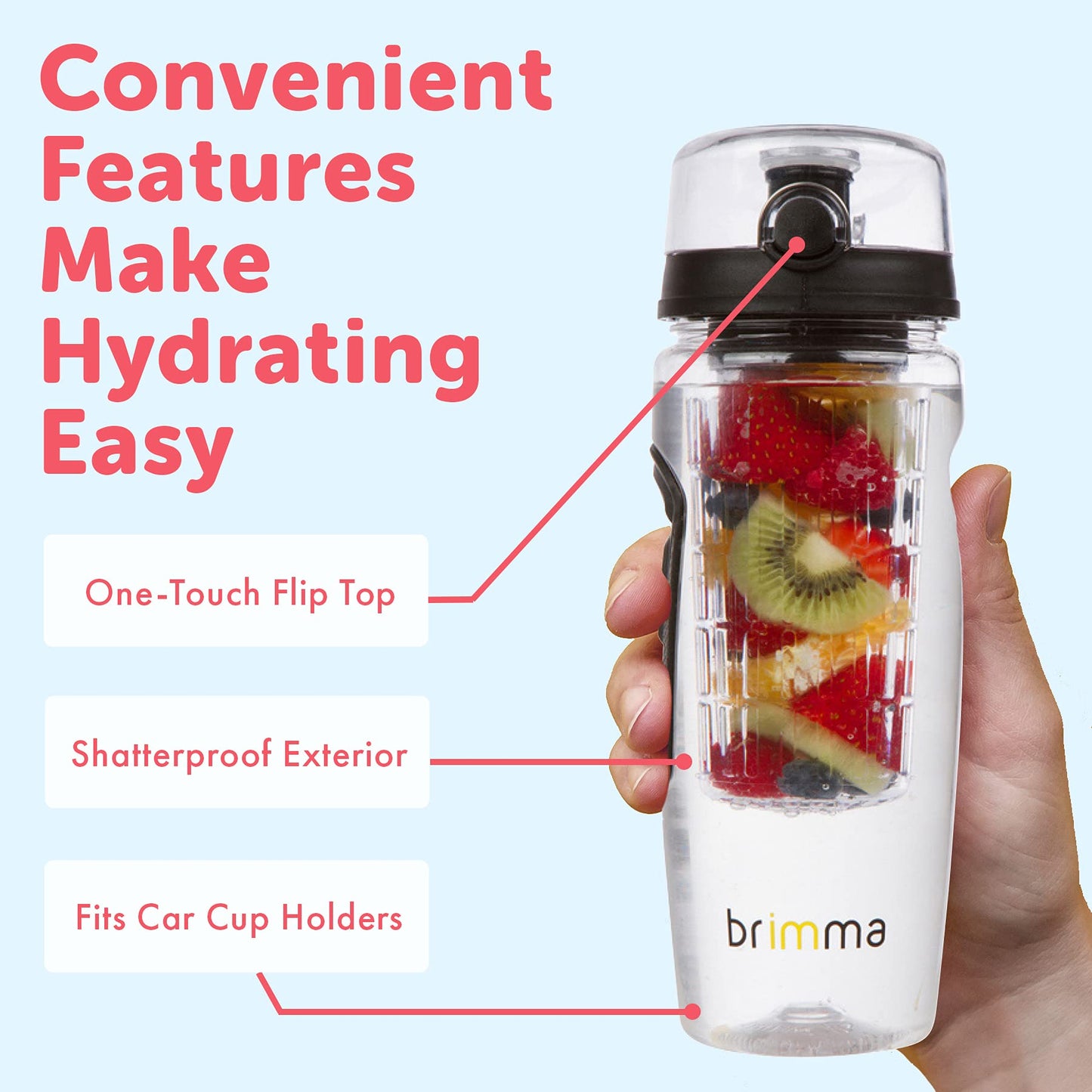 32 ऑउंस लीकप्रूफ फ्रूट इनफ्यूसर बोतल