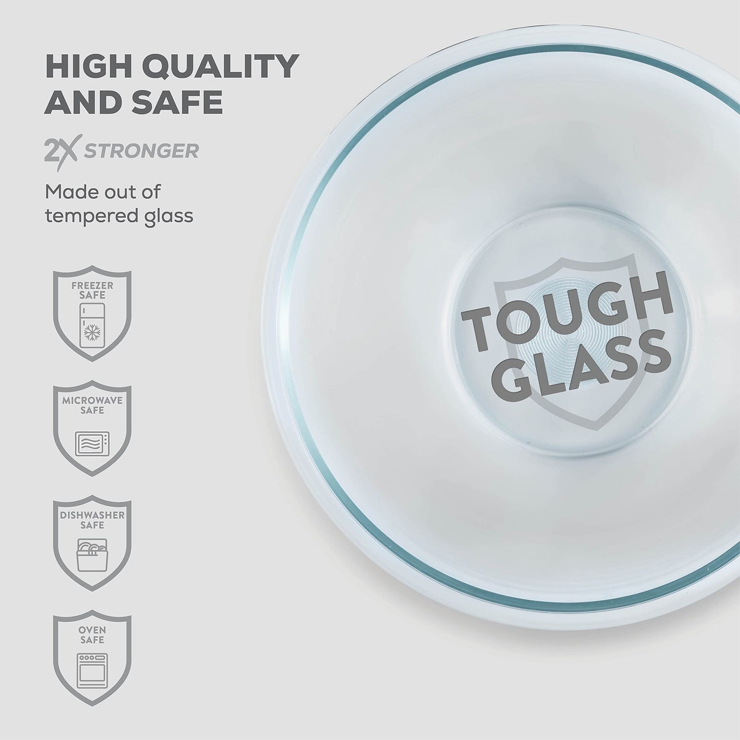 Glass Mixing Bowls with Lids - 8 Piece Set