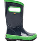 bogs-kids-navy-green-rainboots