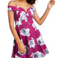 City Studio Womens Juniors Floral Print Cold Shoulder Mini Dress Purple 7