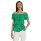 LAUREN Ralph Lauren Jersey Off-the-Shoulder Top (Palm Leaf) Women's Clothing