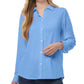 Jones New York Womens Petite Collared Button Front Shirt Blue Horizon Petite Medium