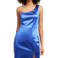 Crystal Doll Womens Juniors Satin One Shoulder Party Dress Blue 1