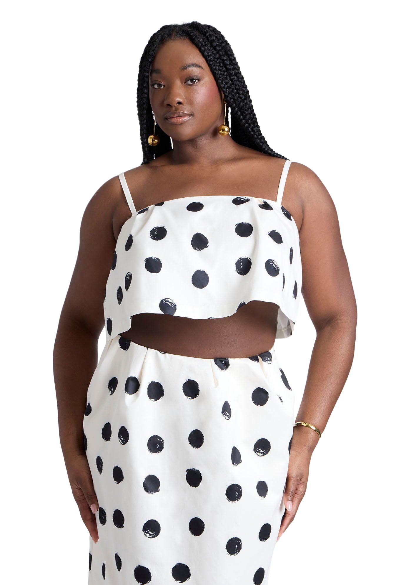 ELOQUII Women's Plus Size Cropped Bubble Top - 20, Paint Dot