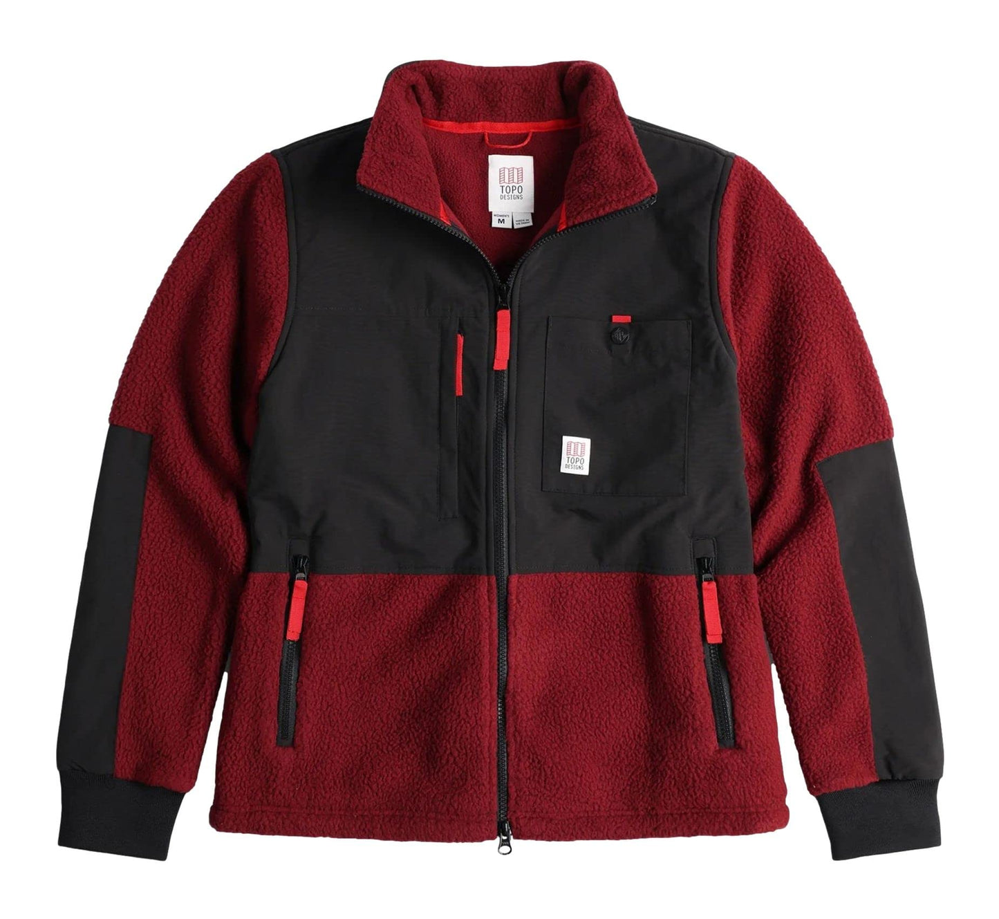 womens-burgundy-black-subalpine-fleece-jacket-large