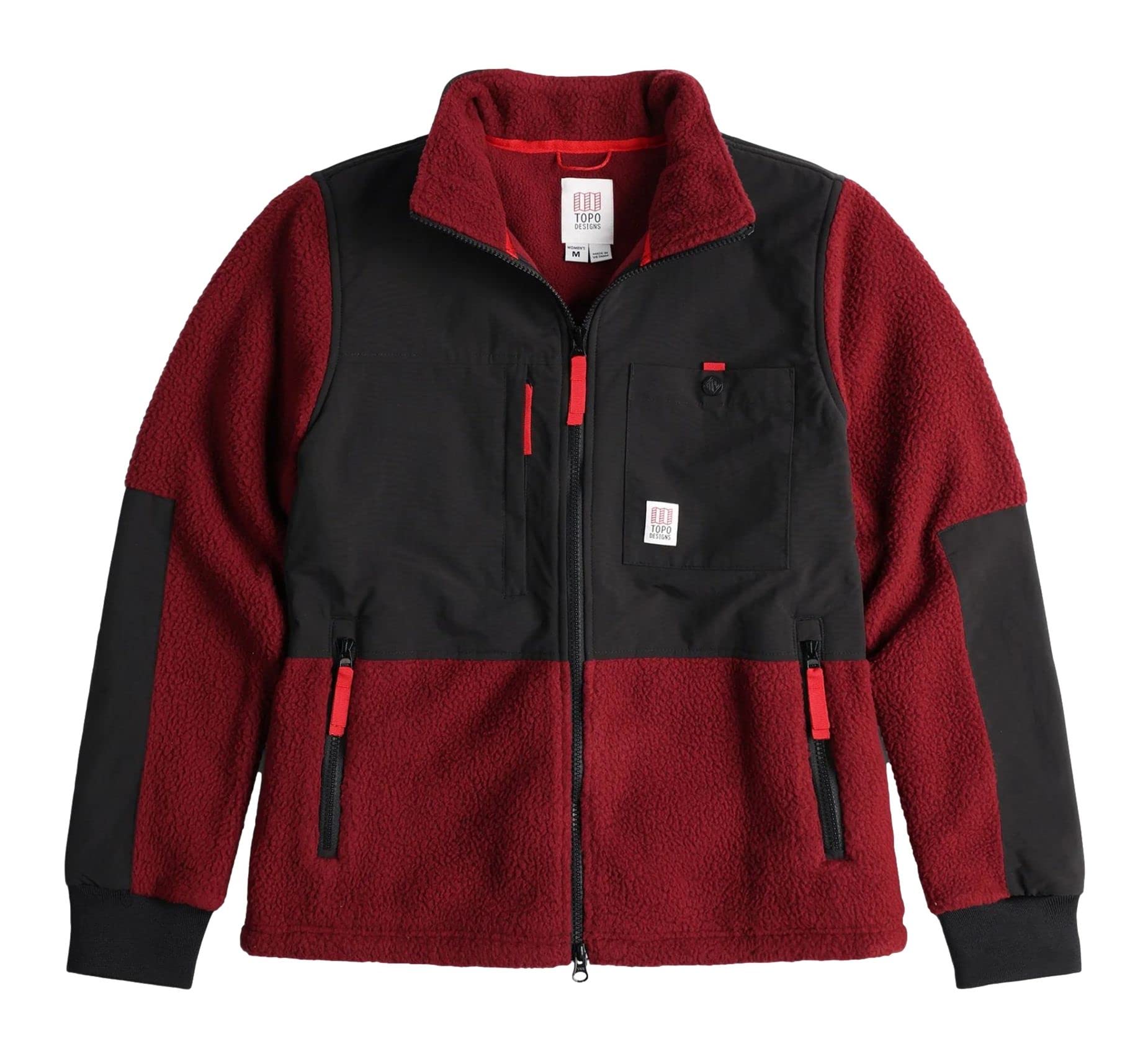 womens-burgundy-black-subalpine-fleece-jacket-large