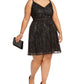 City Studio Womens Plus Sequined Skater Cocktail Dress Black 22W
