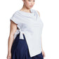 ELOQUII Women's Plus Size Asym Tie Top - 24, Black On Cream
