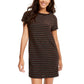 Rosie Harlow Womens Metallic Striped T-Shirt Dress Black M