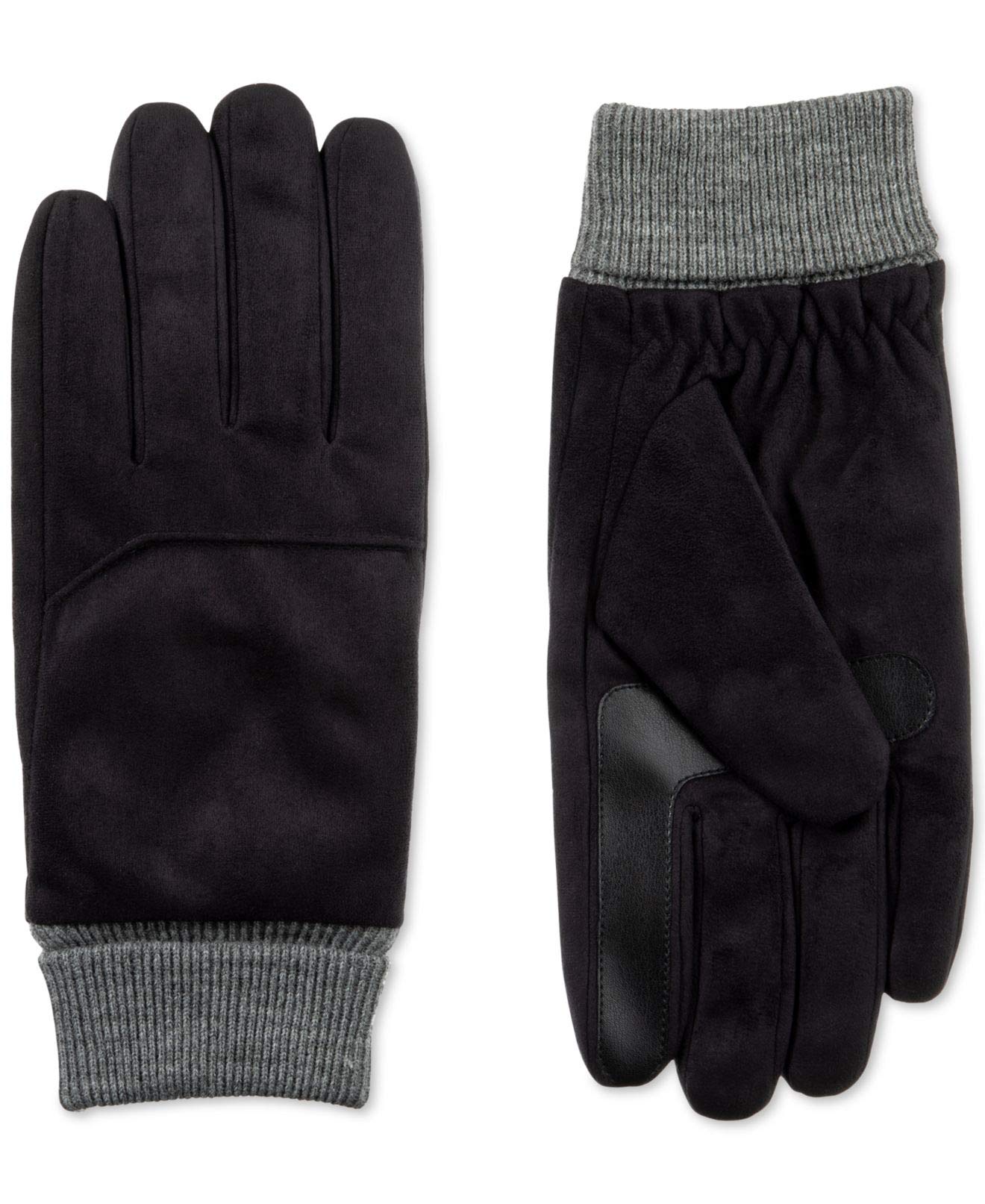 isotoner-mens-winter-gloves-gray-large-smartdri-fleece-black-l-1