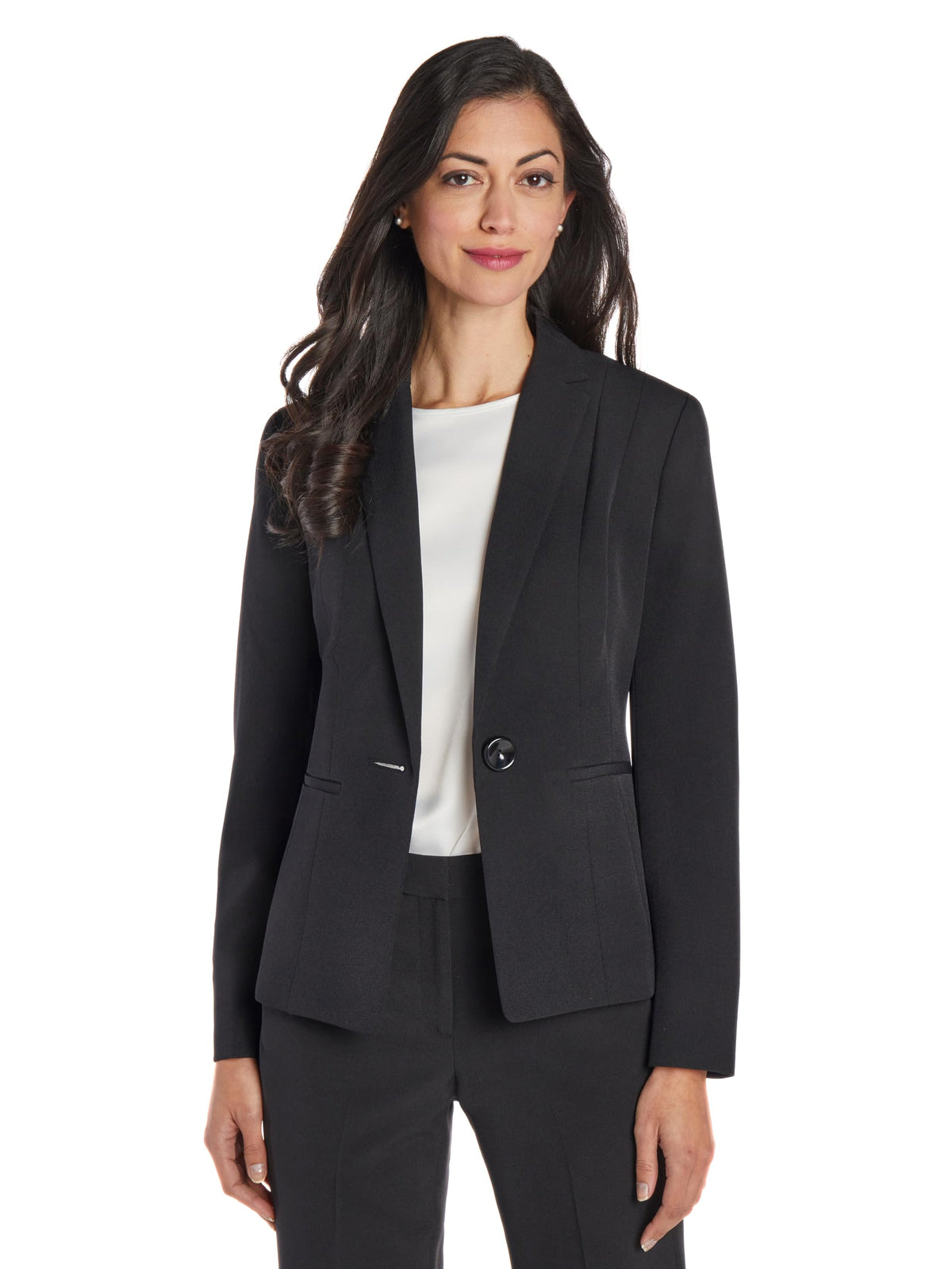 Kasper Plus Size Stretch Crepe One Button Blazer