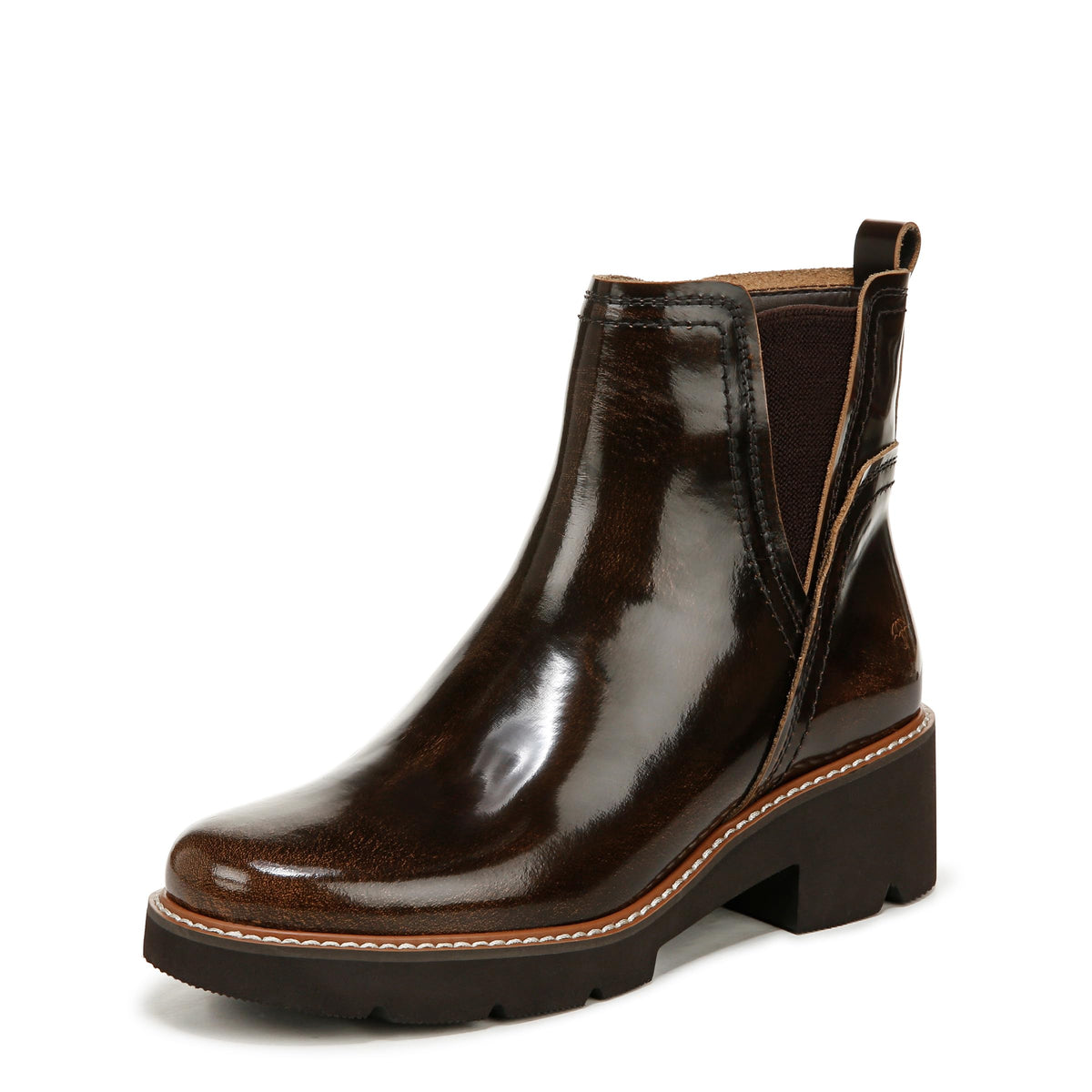 Naturalizer Womens Darry Water Repellent Ankle Bootie English Tea Brown Leather Size 5
