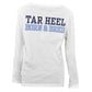 NCAA North Carolina Tar Heels White Womens Long Sleeve Henley Born and Bred Tee