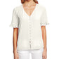CeCe Women's Ruffle Sleeve Blouse Brown Size Large