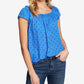 CeCe Women's Square Neck Tropic Dot Blouse Blue Size Medium