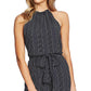 Cece Women's Belted Zippered Polka Dot Sleeveless Halter Wide Leg Jumpsuit Gray Size 10