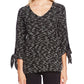 Vince Camuto Women's Marled V Neck Top Gray Size X-Small