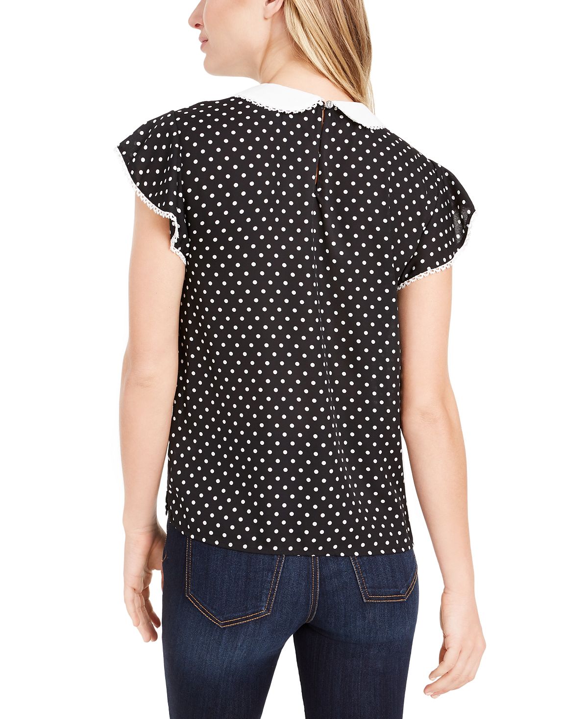 CeCe Women's Heirloom Polka Dot Blouse Black Size Medium