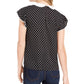 CeCe Women's Polka Dot Flutter Sleeve Peter Pan Collar Top Black Size Large