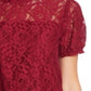 CeCe Women's Floral Short Sleeve Illusion Neckline Top Red Size X-Large