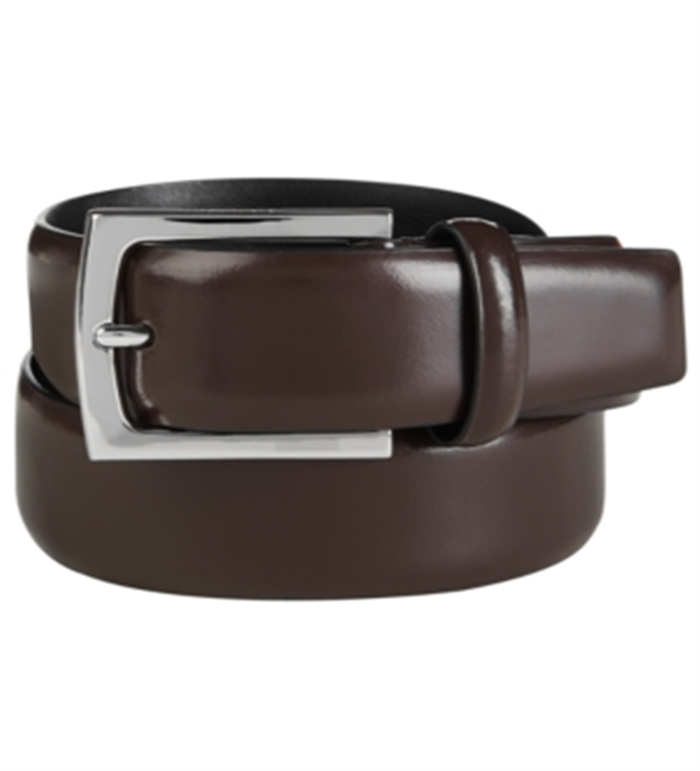 Calvin Klein Men's Semi Shine Feather Edge Leather Belt Red Size 40