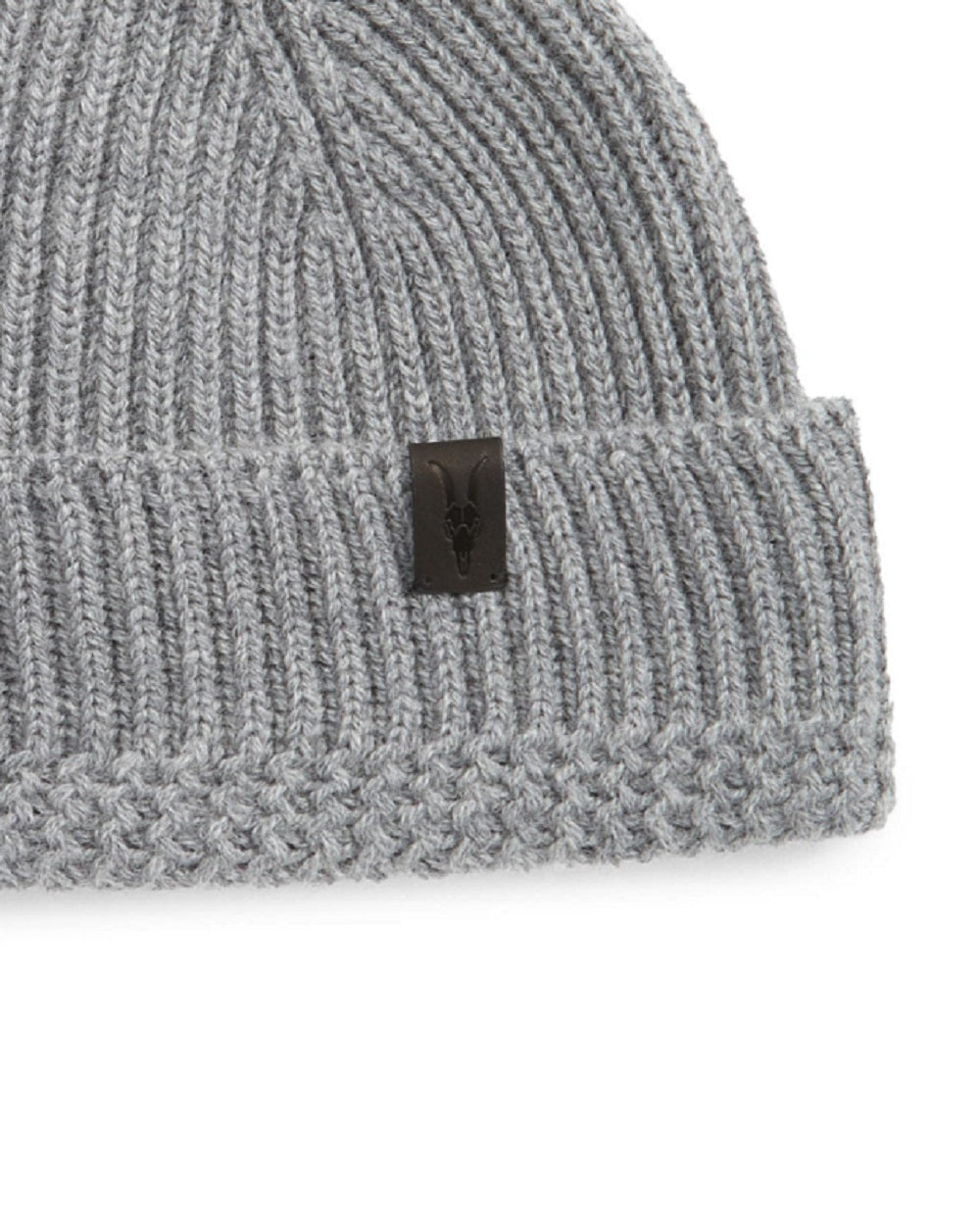 Allsaints Men's Merino Wool Ribbed Beanie Gray Size Regular