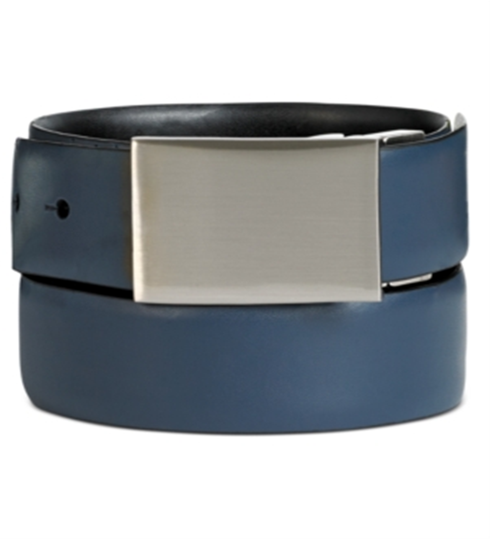 Calvin Klein Men's Feather Edge Plaque Reversible Belt Blue Size 36