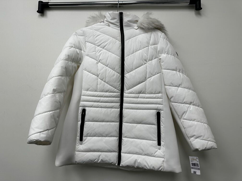 Michael Kors Women's Faux Fur Trim Hooded Puffer Coat White Size 1X