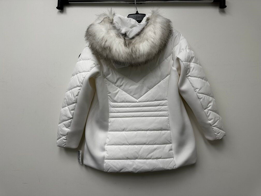 Michael Kors Women's Faux Fur Trim Hooded Puffer Coat White Size 1X