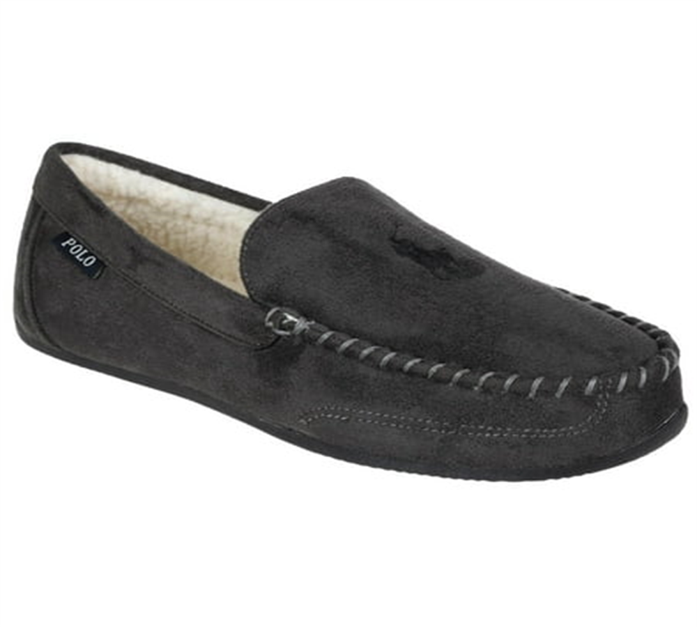 Ralph Lauren Men's Declan Moccasin Slippers Gray Size 12M