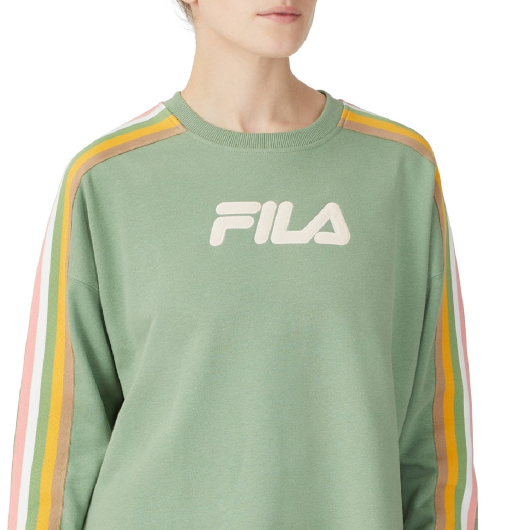 Fila Women's Clover Crewneck Logo Colorblocked Sweatshirt Green Size 3X