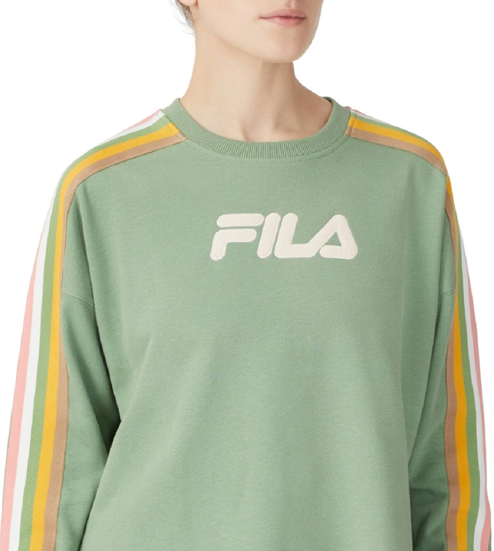 Fila Women's Clover Crewneck Logo Colorblocked Sweatshirt Green Size 4X