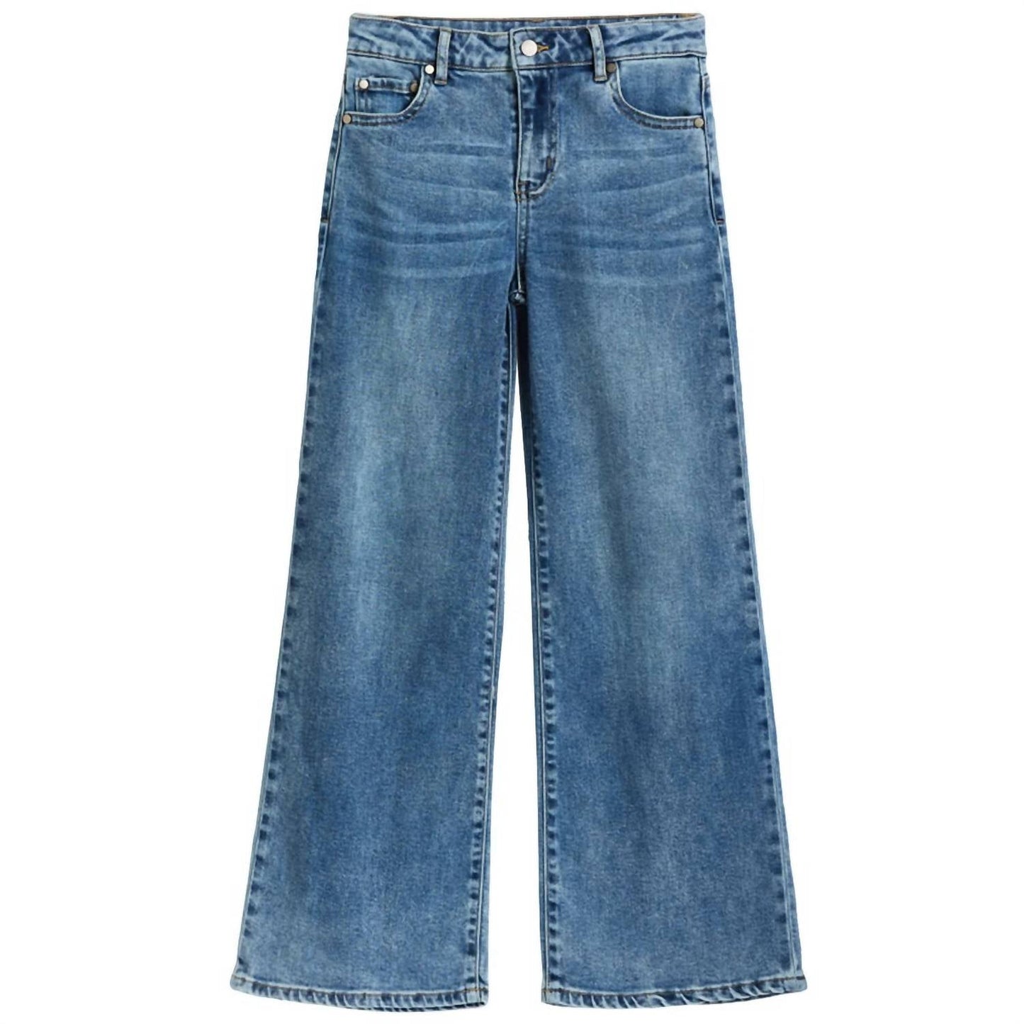 Tractr - Girls Back Pocket Bow Embroidery Wide Leg Jean