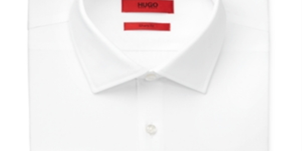 Hugo Boss Men's Slim Fit Solid Dress Shirt White Size 15.5X32X33
