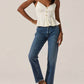 Astr - Paislee Satin Pleated Peplum Top
