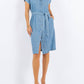 Paparazzi - Tencel Denim Short Sleeve Shirt Dress With Belt