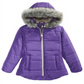 S Rothschild & Co Big Girl's Hooded Quilted With Faux Fur Trim Jacket Purple Size Medium