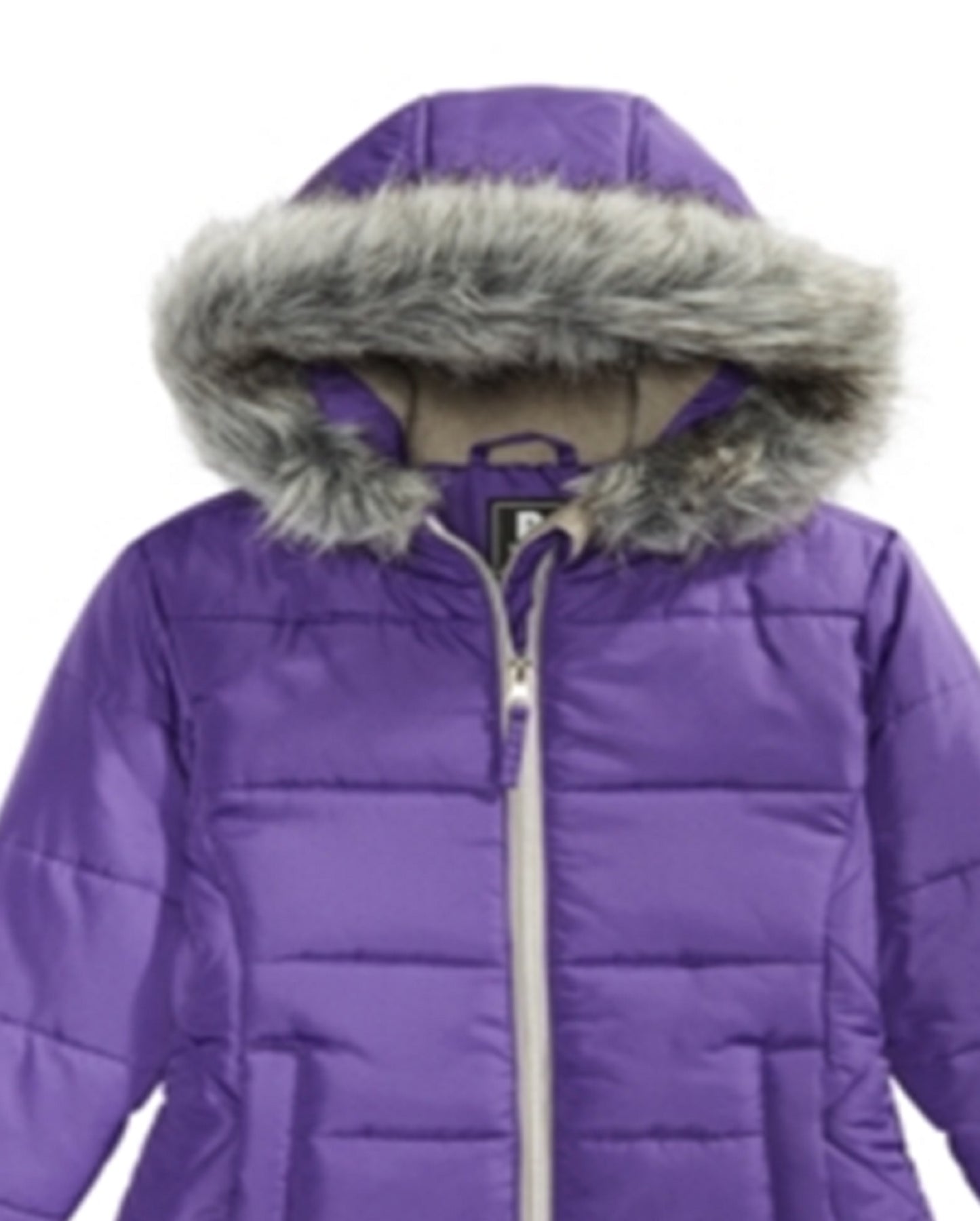 S Rothschild & Co Big Girl's Hooded Quilted With Faux Fur Trim Jacket Purple Size Medium