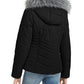 Maralyn & Me Junior's Faux Fur Trim Hooded Puffer Coat Black Size Small