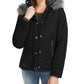 Maralyn & Me Junior's Faux Fur Trim Hooded Puffer Coat Black Size Small