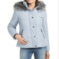 Maralyn & Me Junior's Faux Fur Trim Hooded Puffer Coat Blue Size X-Large