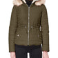 Maralyn & Me Junior's Faux Trim Hooded Puffer Coat Black Size Medium