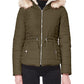 Maralyn & Me Junior's Faux Fur Trim Hooded Green Size X-Large