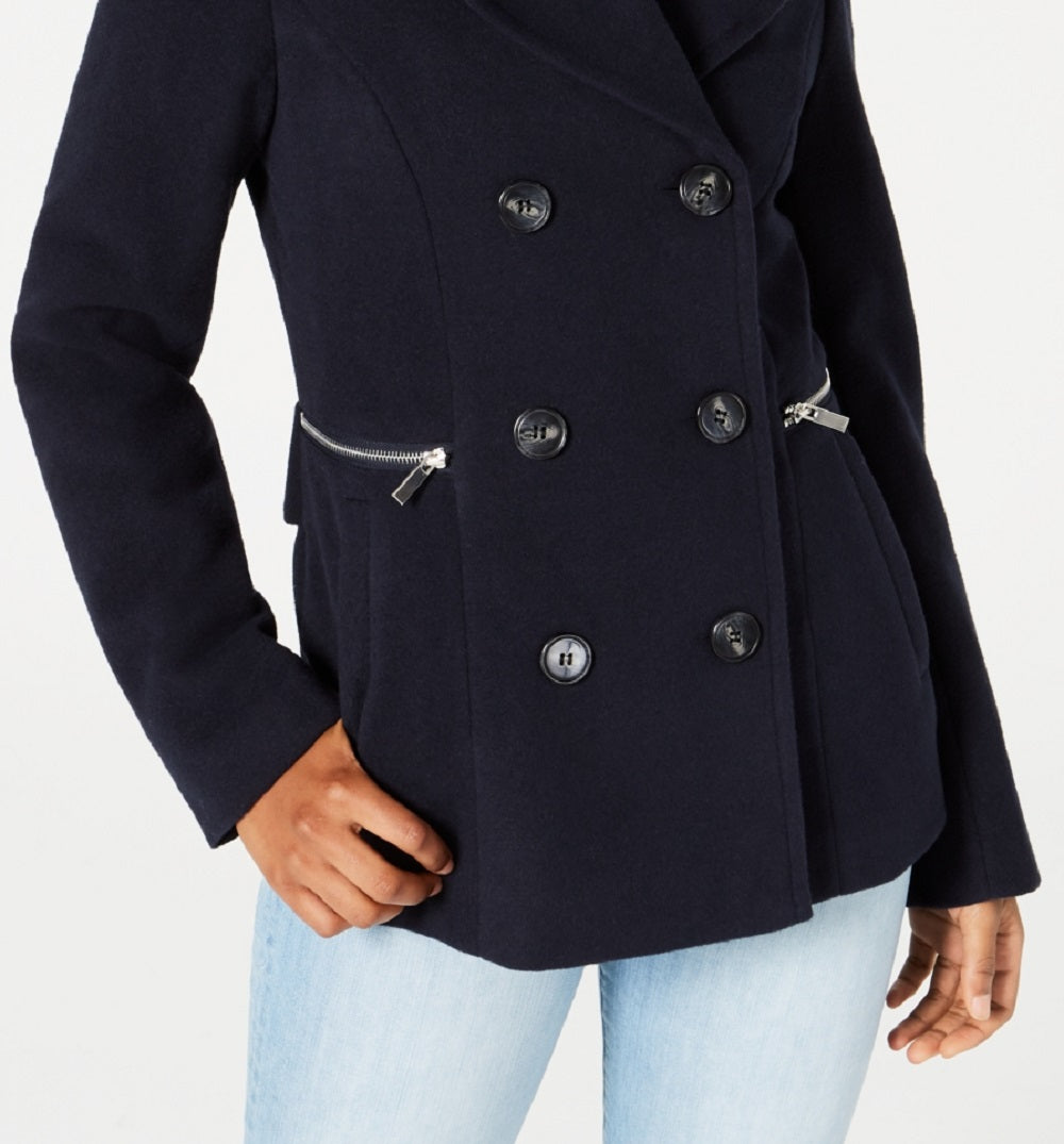 Maralyn & Me Junior's Double Breasted Peacoat Blue Size XX-Large