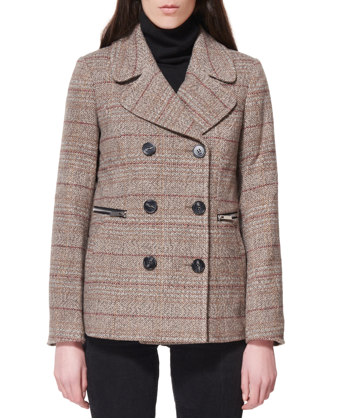 Maralyn & Me Junior's Double Breasted Peacoat Brown Size Medium