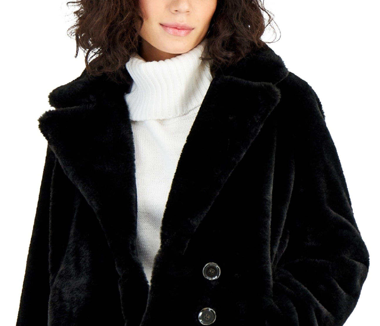 Maralyn & Me Junior's Reversible Faux Fur Coat Black Size Medium