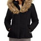 Maralyn & Me Junior's Belted Faux Fur Trim Hooded Puffer Coat Black Size Medium