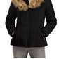 Maralyn & Me Junior's Belted Faux Fur Trim Hooded Puffer Coat Black Size Medium